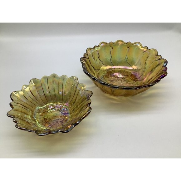 Indiana Amber Carnival Wild Rose Glass Bowl, Set of 2 - Picture 3 of 12